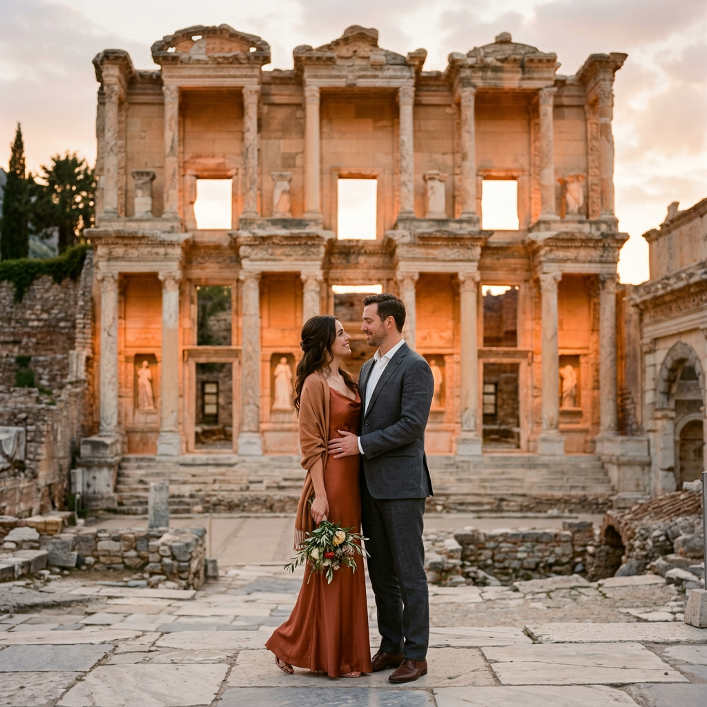Couple at Library of Celsus, Autumn 2024