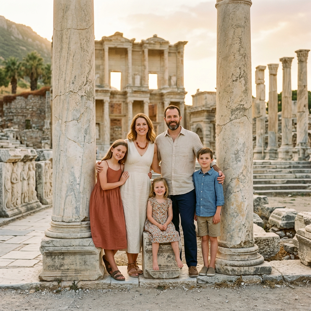 Family portrait with Corinthian columns